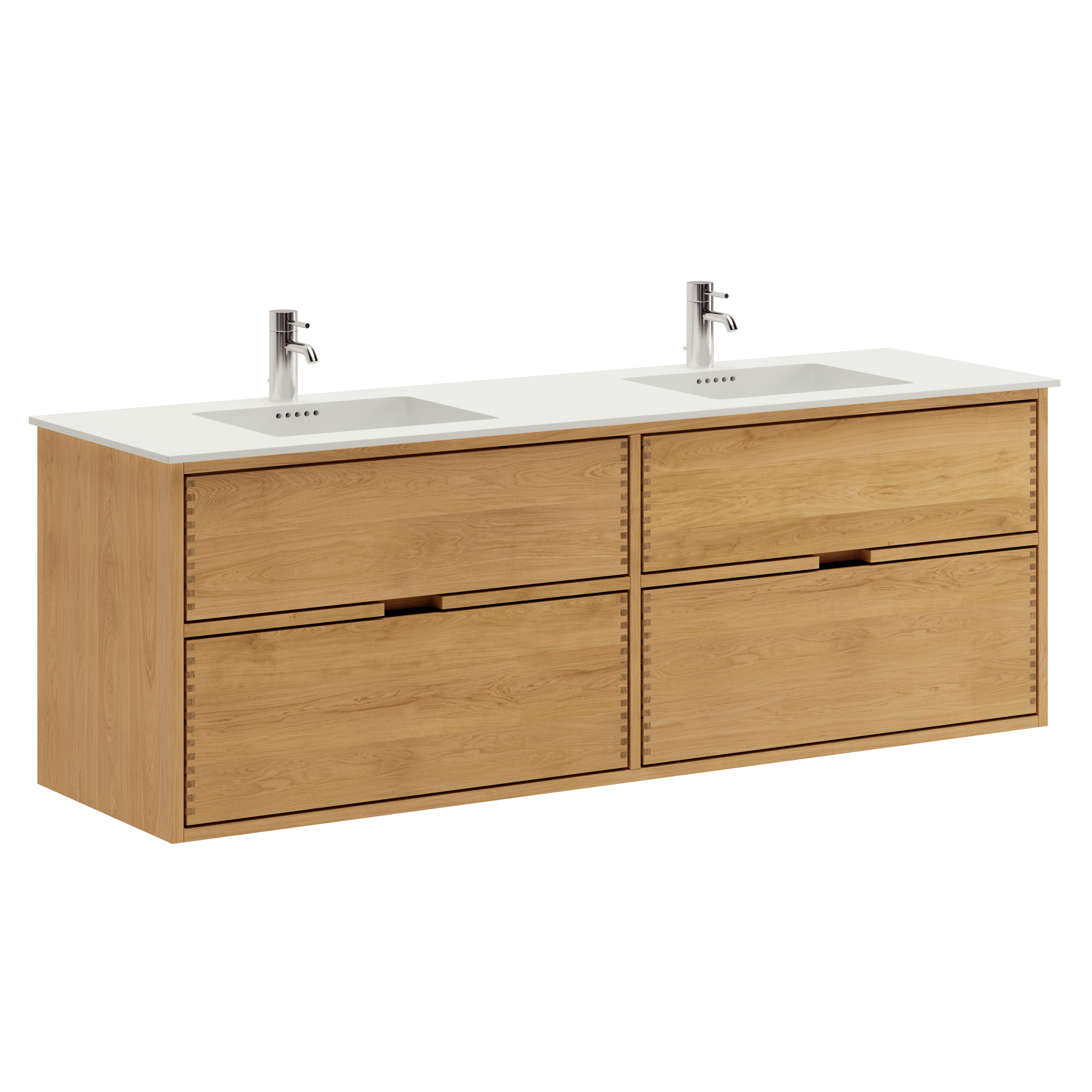 160 Cm Lysolieret Just Wood Badm bel Med 4 Skuffer Og Solid Surface 