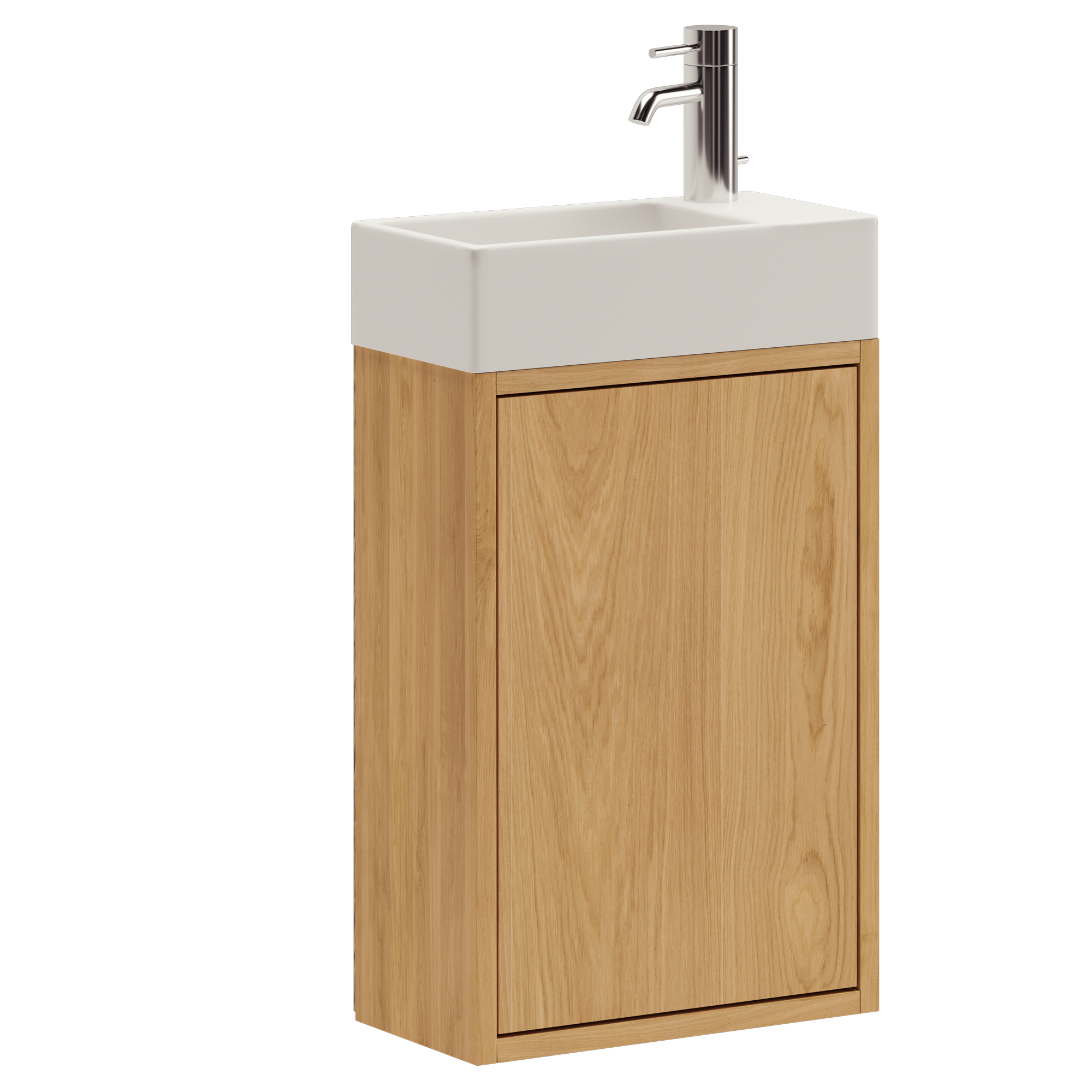 39,4 cm Natur-oljet Just Wood Mikro baderomsmøbel med 1 dør og Strassbourg benkeplate