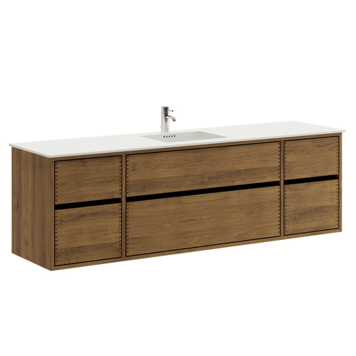 180 cm Mørkoljert Just Wood Original baderomsmøbel med 6 skuffer