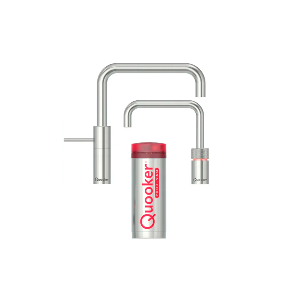 Quooker Nordic Square Twintaps inkl. PRO3 - Rustfritt Stål